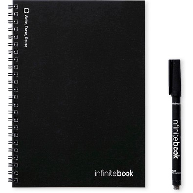INFINITEBOOK LINED A5. "Infinitebook" mit flexiblem Einband und 15 linierten Whiteboard-Seiten, Schwarz