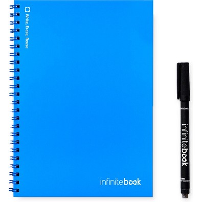 INFINITEBOOK PLAIN A5. "Infinitebook" mit flexiblem Einband und 15 unlinierten Whiteboard Seiten, Königsblau