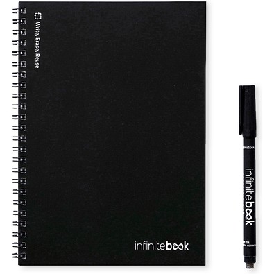 INFINITEBOOK PLAIN A5. "Infinitebook" mit flexiblem Einband und 15 unlinierten Whiteboard Seiten, Schwarz