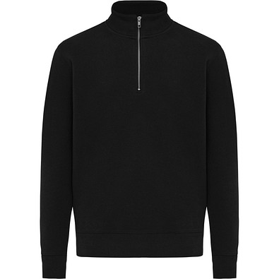 IQONIQ Elgon Quarter-Zip-Sweater aus rec. Baumwolle, schwarz, L