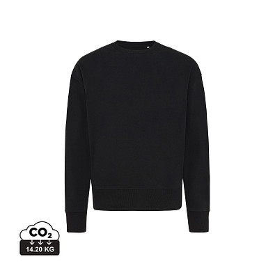 Iqoniq Kruger Relax-Rundhals-Sweater aus recycelt. Baumwolle, schwarz, XXL