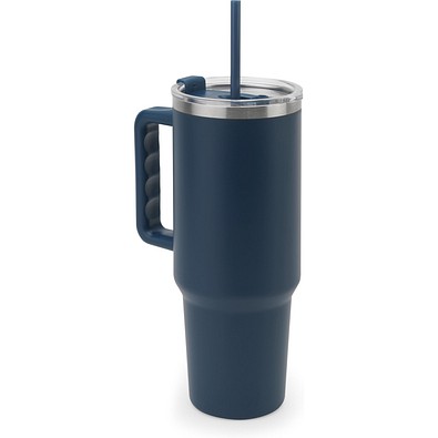 JOYNER XL. Grosser Reisebecher aus Edelstahl (91 % recycelt) mit vakuumisolierter Doppelwand und matter Oberfläche 1300 ml, Dunkelblau