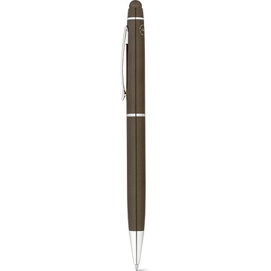 JULIE. Kugelschreiber aus recyceltes Aluminium (100 % rAL) mit Touchpen-Spitze, Gewehrmetall