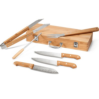 KABSA. Grillbesteck-Set in Bambusbox, Natur