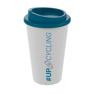 Kaffeebecher Premium, upcycling, weiß
