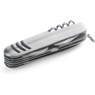 KAPRUN. Multifunktions-Taschenmesser aus Edelstahl und Metall, Satinsilber