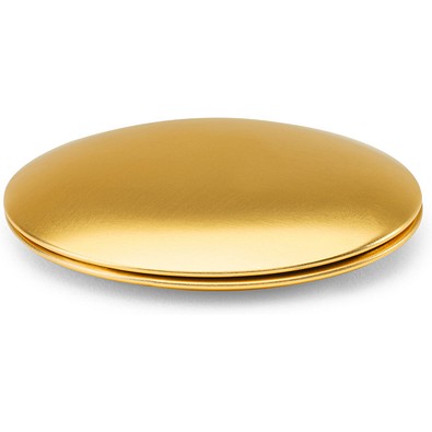 KAYLA. Runder doppelseitiger Aluminiumspiegel mit Magnetverschluss, Gold