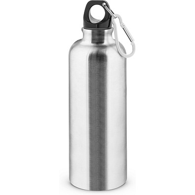 KELCE. Edelstahlflasche mit einwandiger Ausführung und Karabiner, 550 ml, Satinsilber