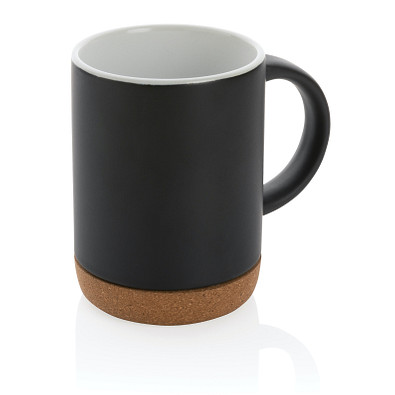 Keramikbecher mit Korkboden, schwarz