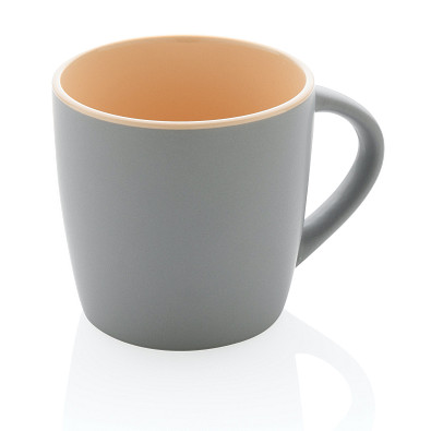 Keramiktasse innen coloriert, braun, grau