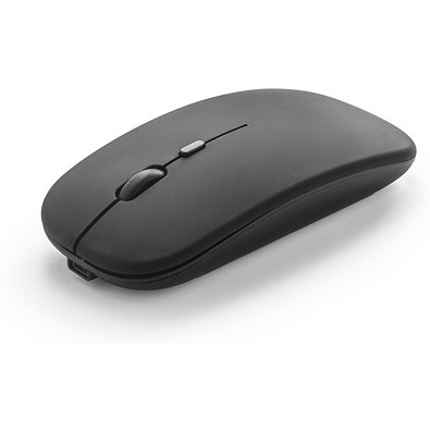 KHAN. Wireless Maus mit 500mAh Akku aus recyceltes ABS (100% rABS), Schwarz