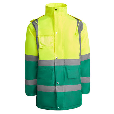 Kombinierter, gesteppter Parka Merak mit High Visibility, XXXL, garden green/fluor yellow