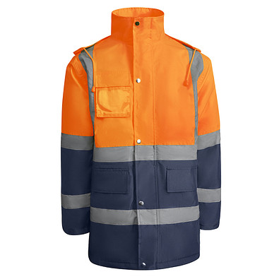 Kombinierter, gesteppter Parka Merak mit High Visibility, XXXL, navy/fluor orange