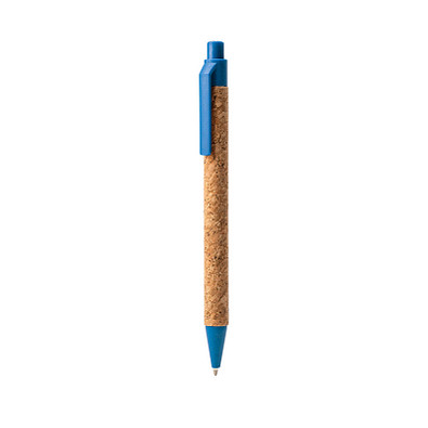 Kugelschreiber aus Kork und Weizenstroh, blaue Mine, blau