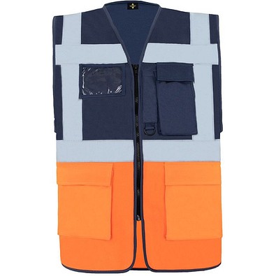 Korntex® Comfort Warnweste Hamburg, Multifunktional, L, Marineblau / Signal-Orange