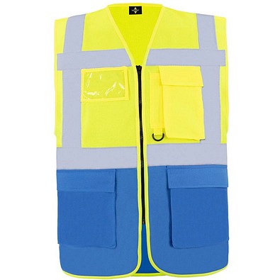 Korntex® Comfort Warnweste Hamburg, Multifunktional, L, Signal-Gelb / Blau