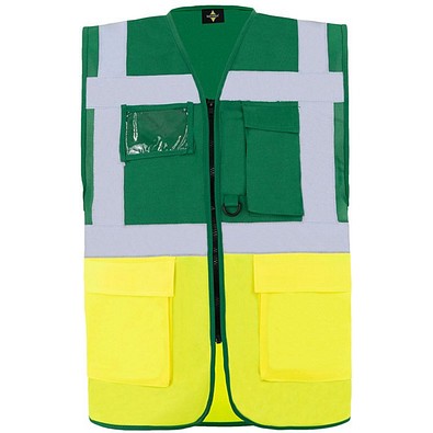 Korntex® Comfort Warnweste Hamburg, Multifunktional, L, Waldgrün / Signal-Gelb