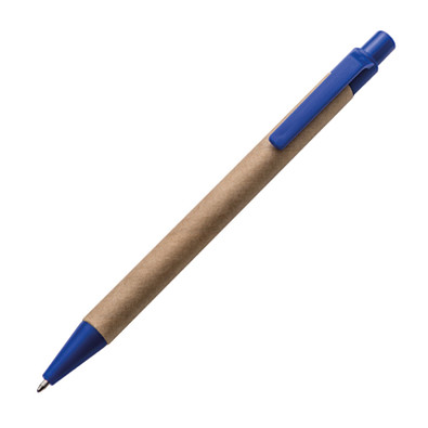 Druckkugelschreiber aus recyceltem Papier, blaue Mine, blau