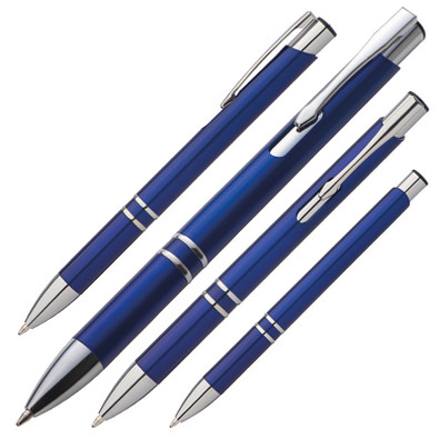 Kugelschreiber Baltimore, blaue Mine, blau-metallic