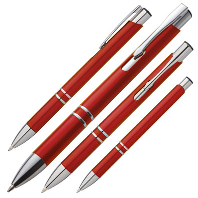 Kugelschreiber Baltimore, blaue Mine, rot-metallic