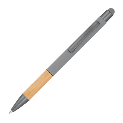 Kugelschreiber mit Griffzone aus Bambus, grau