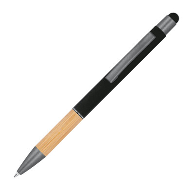 Kugelschreiber mit Griffzone aus Bambus, schwarz