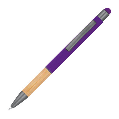 Kugelschreiber mit Griffzone aus Bambus, violett