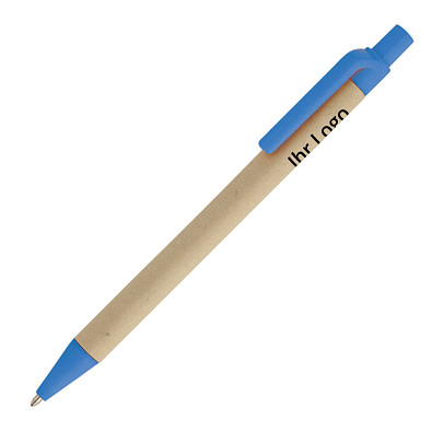 Druckkugelschreiber aus Papier, blaue Mine, blau