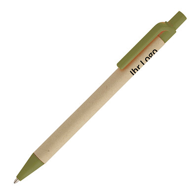 Druckkugelschreiber aus Papier, blaue Mine, grün