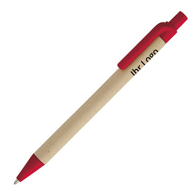 Druckkugelschreiber aus Papier, blaue Mine, rot