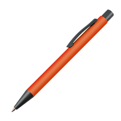 Kunststoff-Kugelschreiber "Galway" mit Clip aus Metall, blaue Mine, orange