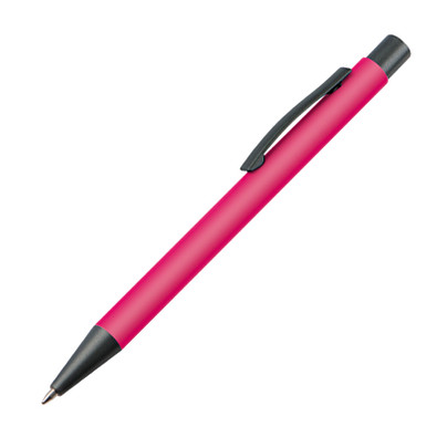 Kunststoff-Kugelschreiber "Galway" mit Clip aus Metall, blaue Mine, pink