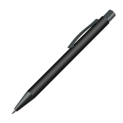 Kunststoff-Kugelschreiber "Galway" mit Clip aus Metall, blaue Mine, schwarz