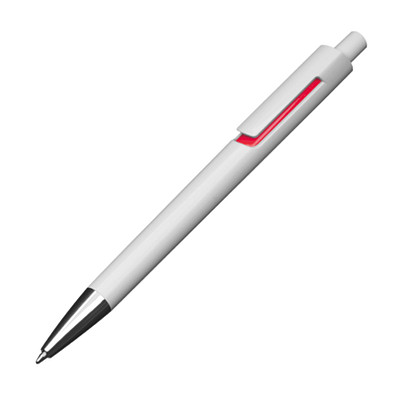 Druckkugelschreiber mit farbigen Applikationen, blaue Mine, rot
