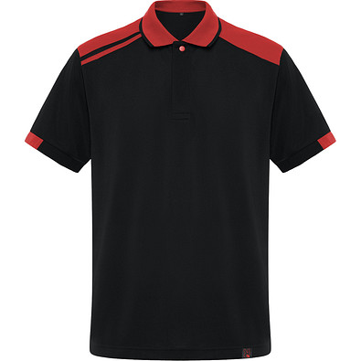 Kurzarm-Poloshirt Samurai in Farbkombination, S, schwarz/rot