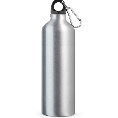 LANDSCAPE L. Aluminium-Sportflasche mit Karabiner 800 ml, Satinsilber
