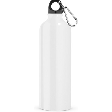 LANDSCAPE L. Aluminium-Sportflasche mit Karabiner 800 ml, Weiß