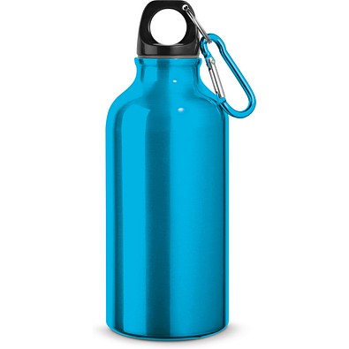 LANDSCAPE S. Aluminium-Sportflasche mit Karabiner 400 ml, Hellblau