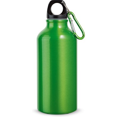 LANDSCAPE S. Aluminium-Sportflasche mit Karabiner 400 ml, Hellgrün