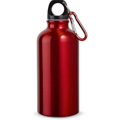 LANDSCAPE S. Aluminium-Sportflasche mit Karabiner 400 ml, Rot