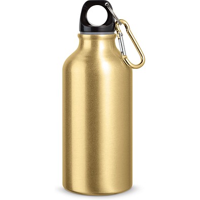 LANDSCAPE S. Aluminium-Sportflasche mit Karabiner 400 ml, Satingold