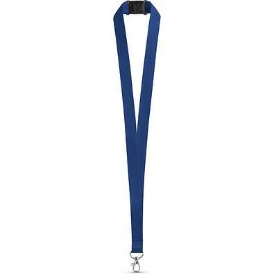 LEEDS. Lanyard aus Polyester mit Sicherheitsverschluss, Blau
