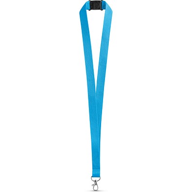 LEEDS. Lanyard aus Polyester mit Sicherheitsverschluss, Hellblau