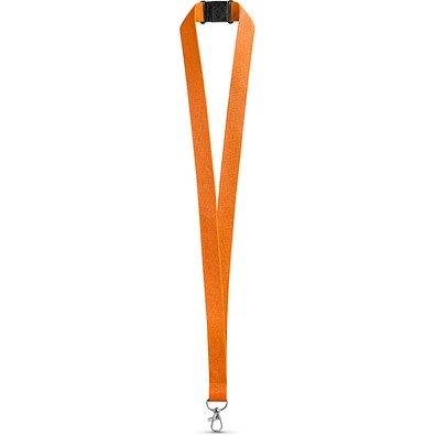 LEEDS. Lanyard aus Polyester mit Sicherheitsverschluss, Orange