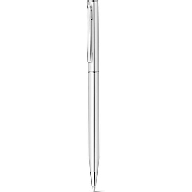 LESLEY METALLIC. Kugelschreiber aus aluminium mit blauschreibender Mine, Satinsilber