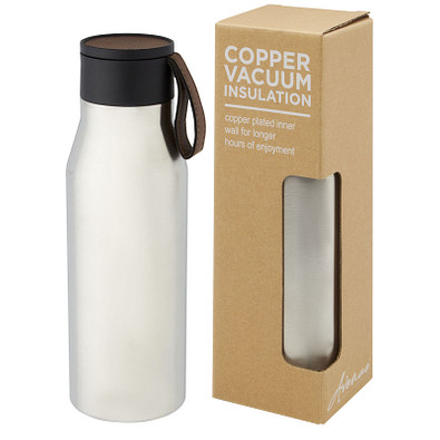 Ljungan 500 ml Kupfer-Vakuum Isolierflasche mit PU Kunststoffband und Deckel, silber