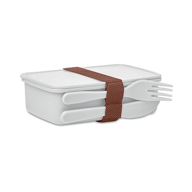 Lunchbox mit Besteck SUNDAY, Weiß
