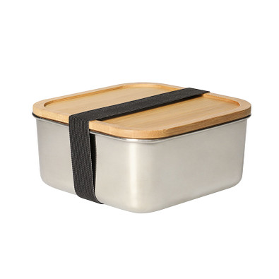 Lunchbox Vesper, groß, silber/natur