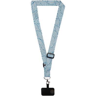 Lyra Verstellbares Lanyard mit Telefonhalterung und Sublimationsdruck, schwarz