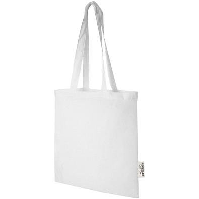 Madras 140 g/m² Baumwoll Tragetasche aus GRS recycelter Baumwolle, 7L, weiss